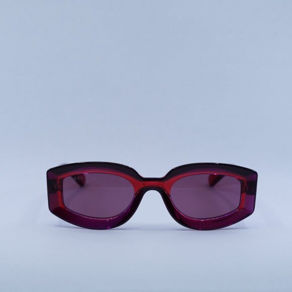 Gucci GG1719S 004 Sunglasses Transparent Red Geometric Frame main image 9